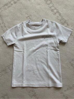 Denim & Flower White Short Sleeve Tee with Small Chest Graphic